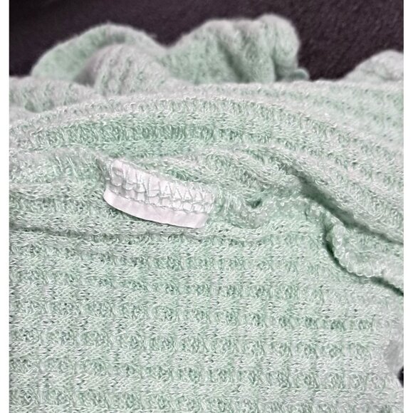 Y2K Top Womens XS Mint Green Waffle Knit Long Sleeve Shirt With Floral Lace Back - Picture 8 of 8